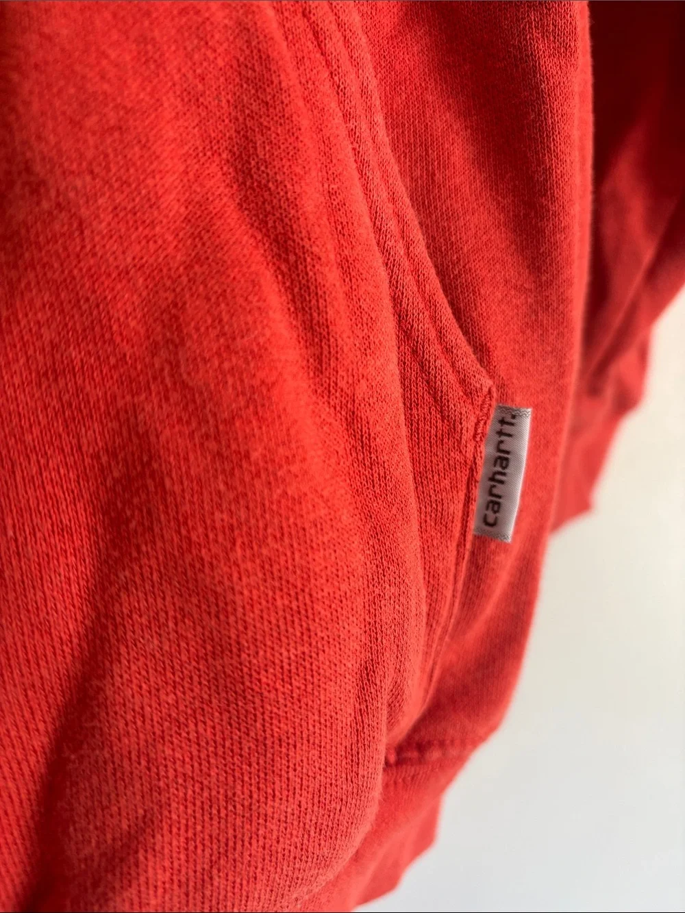 Carhartt Burnt Orange Crewneck Pullover Hoodie with White Workwear Print